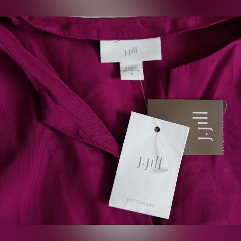 J. Jill purple Smocked A-Line Blouse Women’s Small Long Sleeve NEW with tag - Picture 2 of 5
